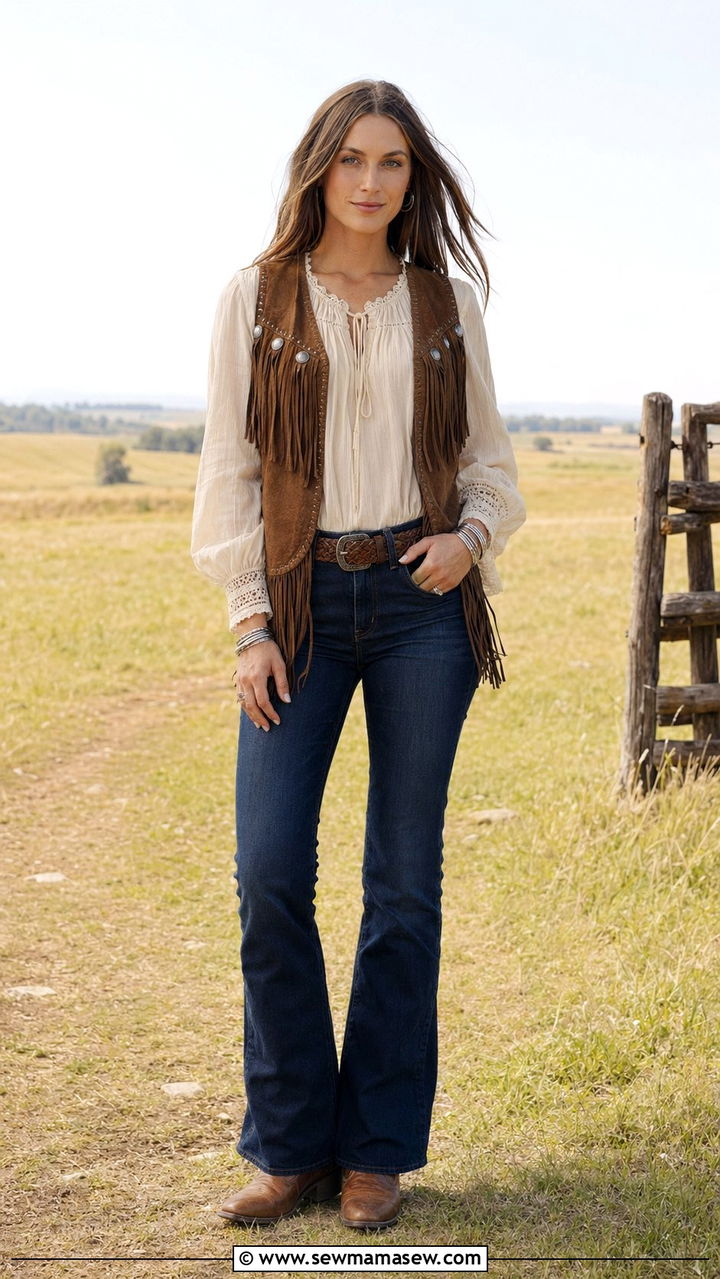 Western vest with jeans outfit - 30 Western outfit ideas with jeans