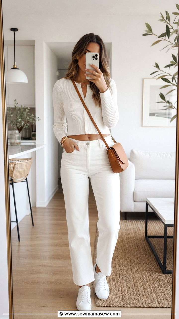 White Cardigan Outfit - 30 white outfit ideas for women