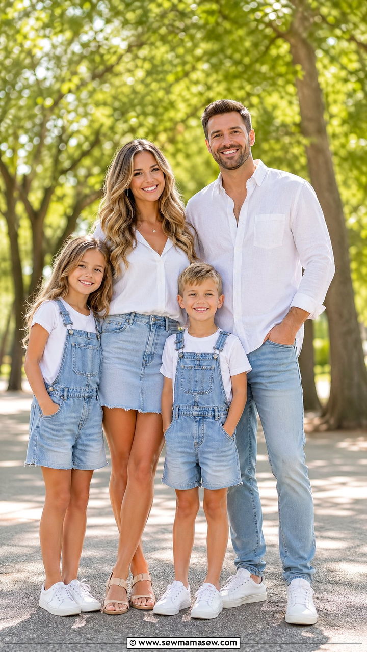 White Denim Summer Family Photo Outfits - 35 Summer family photo outfits