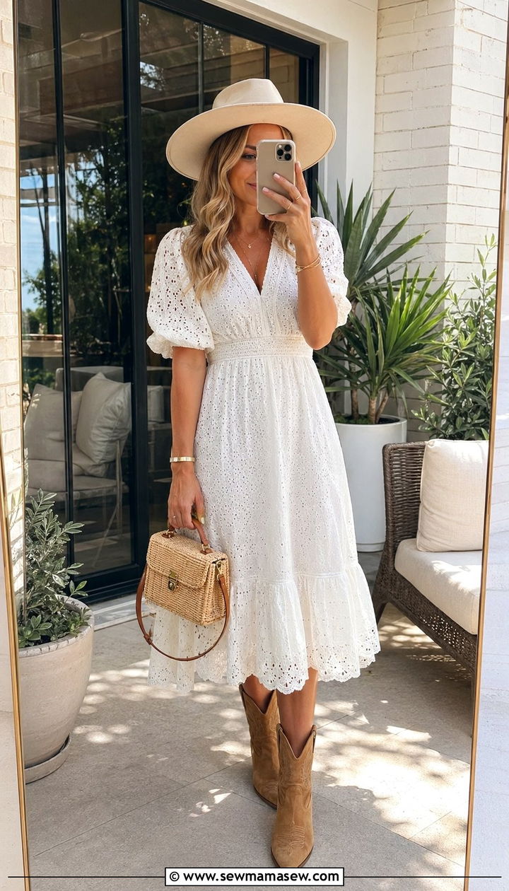 White Dress With Cowboy Boots Outfit Nashville - 35 Nashville outfit ideas
