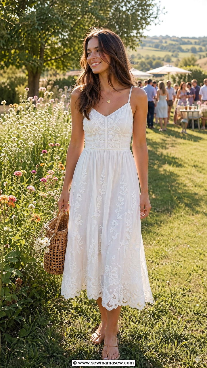White Embroidered Sundress - 35 White outfit ideas