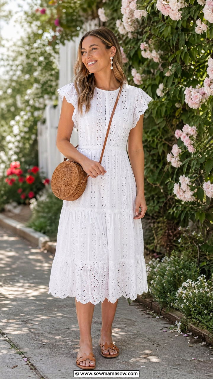 White Eyelet Dress Outfit Spring - 35 spring minimalist outfits