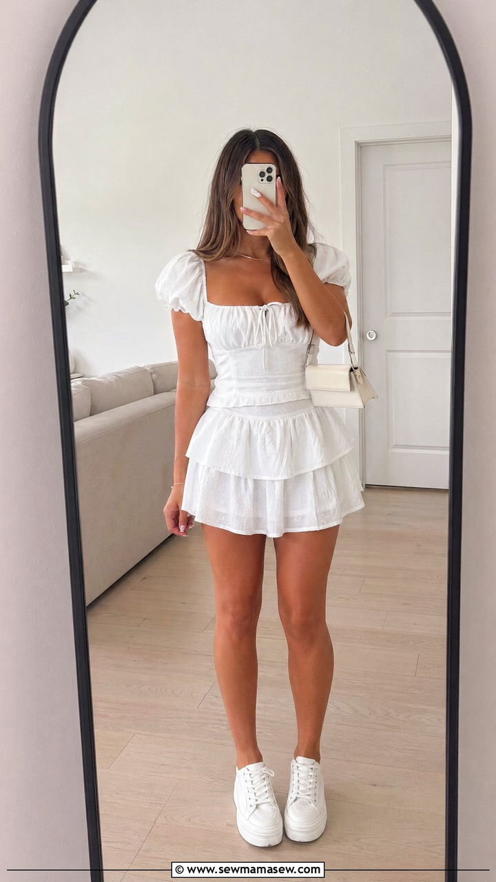White Mini Skirt Outfit - 35 White outfit ideas