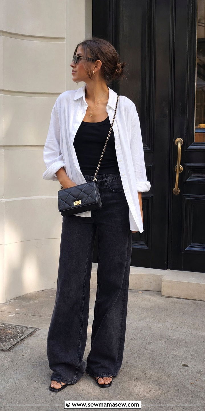 White Shirt Layering and Dark Denim Modest Outfit - 35 modest classy outfits aesthetic
