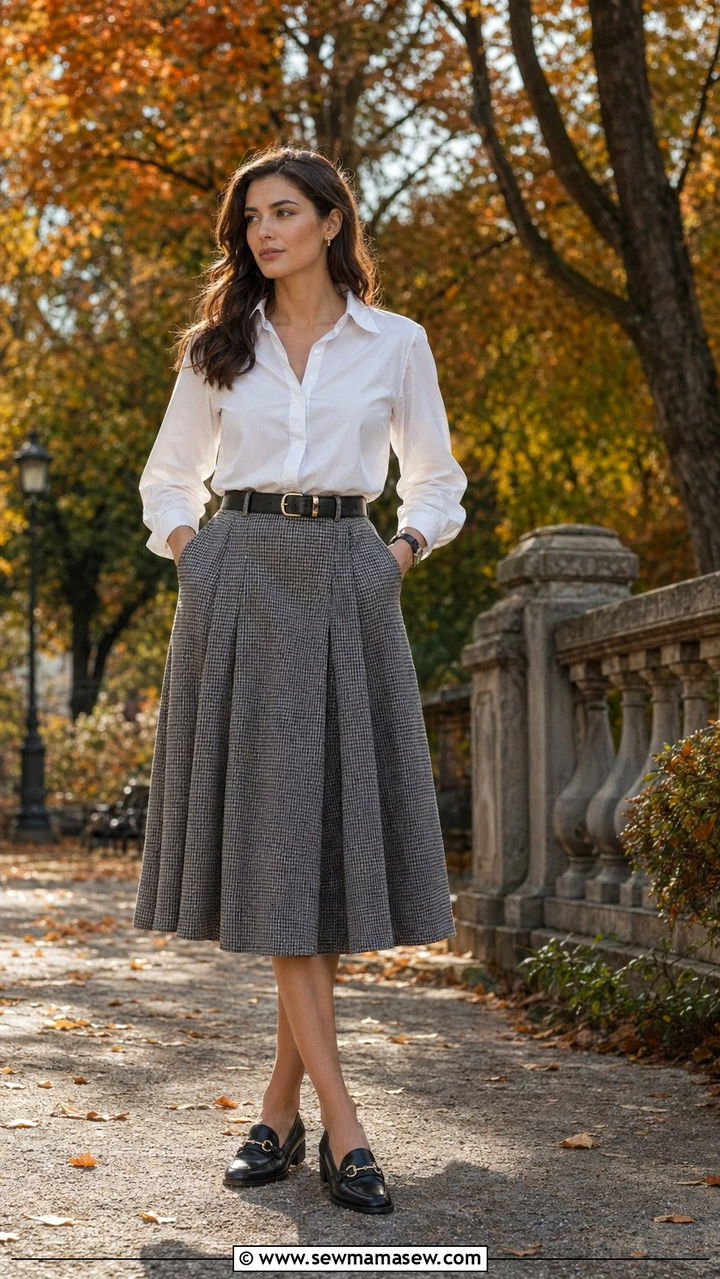 White Shirt and Check Skirt Outfit - 35 Old money outfits 2026