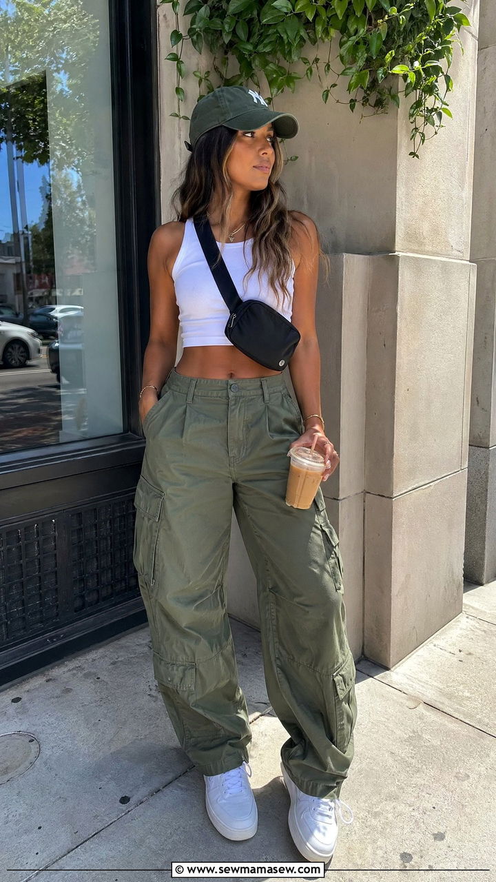 White Sneakers With Cargo Pants - 35 Summer outfits with sneakers