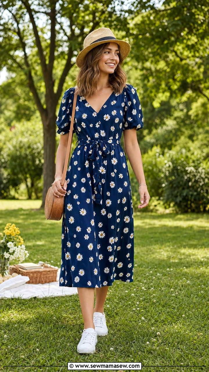 White Sneakers With Floral Dress Outfit - 30 white sneakers outfit ideas