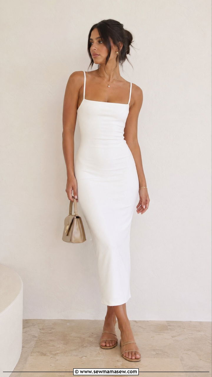 White Summer Dress With Minimal Accessories - 35 Summer style ideas