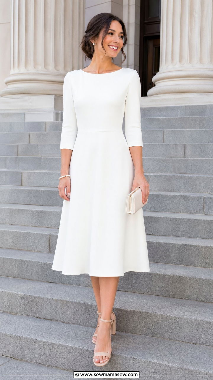 White Tea Length Dress Courthouse Wedding - 35 Courthouse wedding outfits