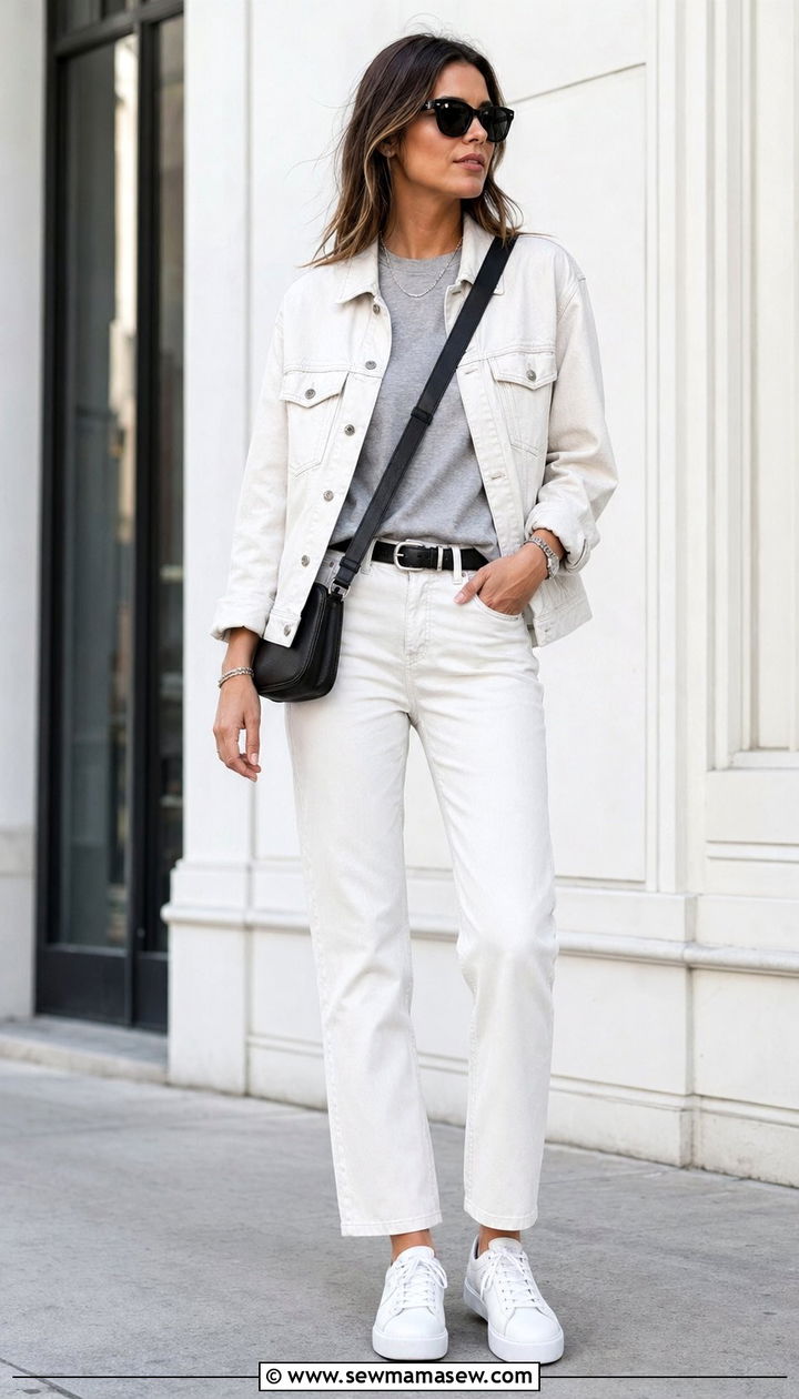White Wash Jeans With White Denim Jacket Outfit - 30 White wash jeans outfit ideas