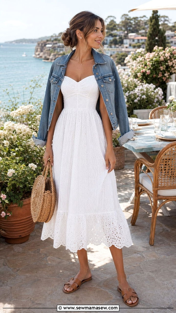 White eyelet dress beach dinner outfit - 30 Beach outfit ideas for dinner