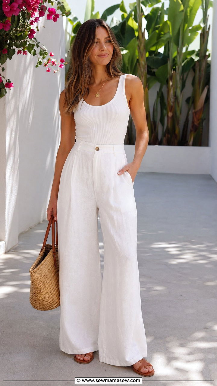 White linen pants summer outfit - 35 Summer outfits with linen pants