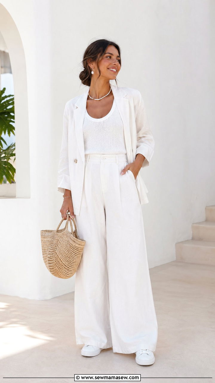White on white monochrome outfit - 35 Spring outfits for young women