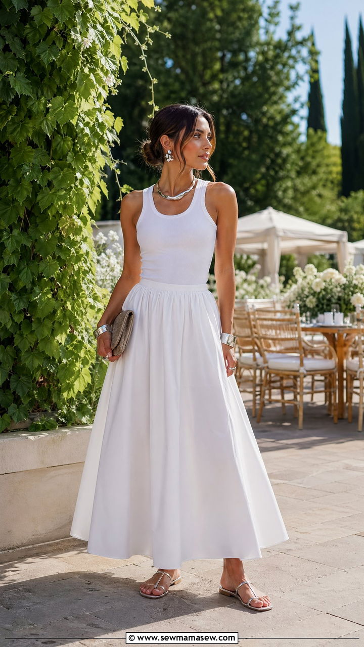 White poplin maxi skirt outfit - 35 spring white outfit ideas