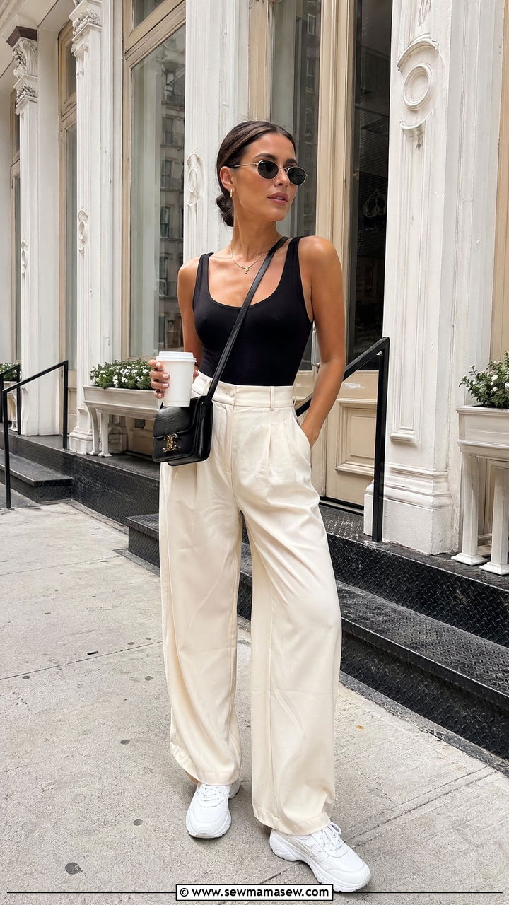 White sneakers shopping outfit women - 35 shopping outfit ideas for women
