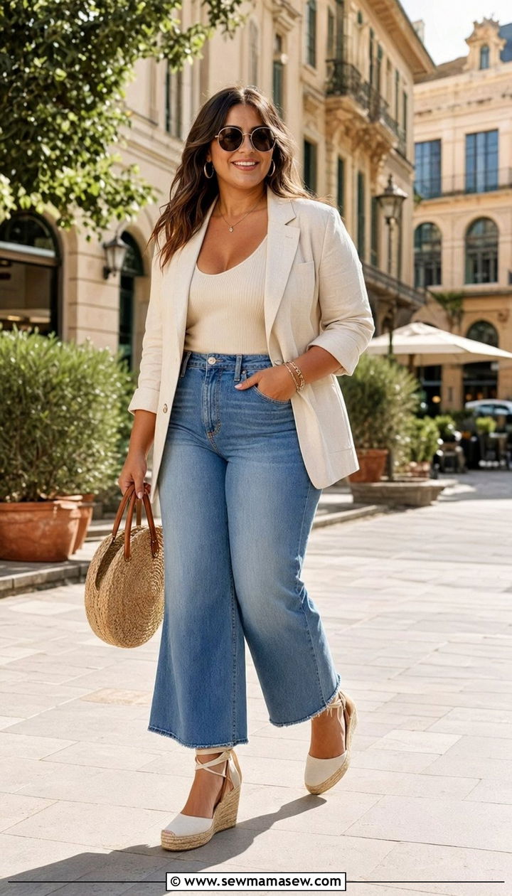 Wide Leg Cropped Jeans With Espadrilles - 30 Best jeans for curvy women