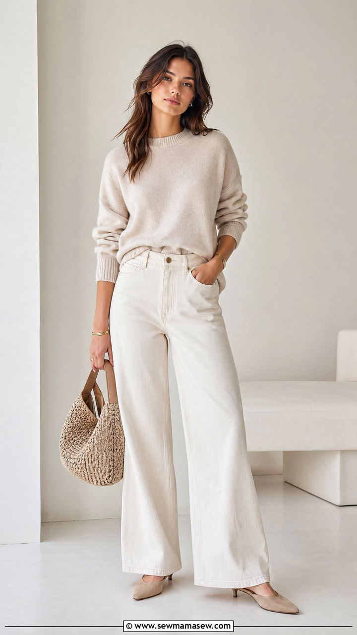Wide Leg Jeans Monochrome Outfit - 35 wide leg jeans outfit ideas for women