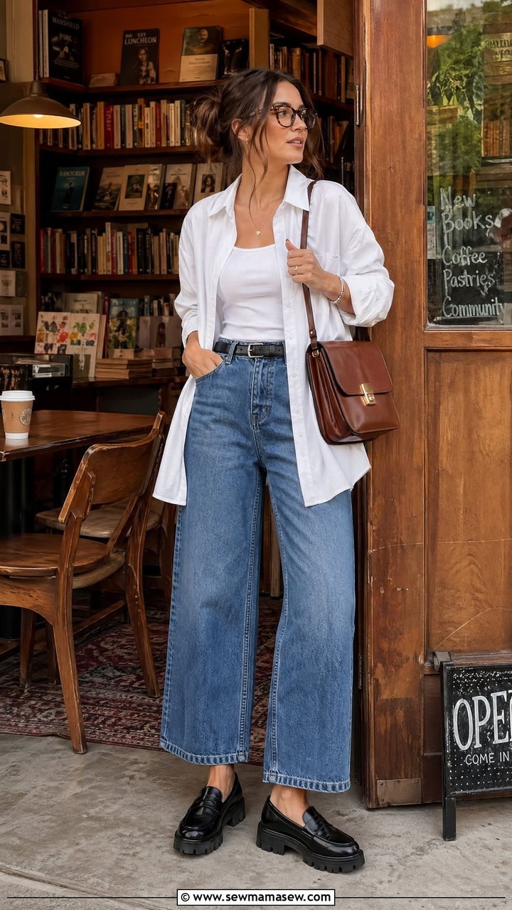 Wide Leg Jeans With Chunky Loafers Outfit - 35 wide leg jeans outfit ideas for women