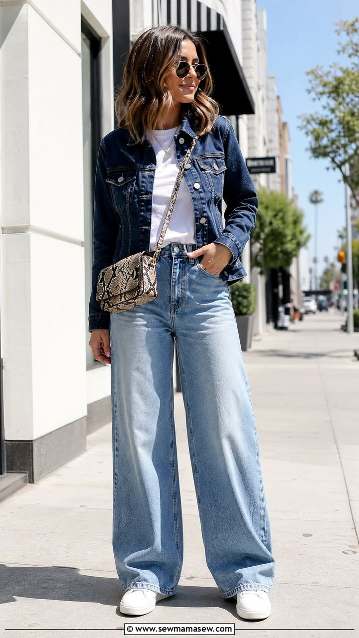 Wide Leg Jeans With Denim Jacket Outfit - 35 wide leg jeans outfit ideas for women