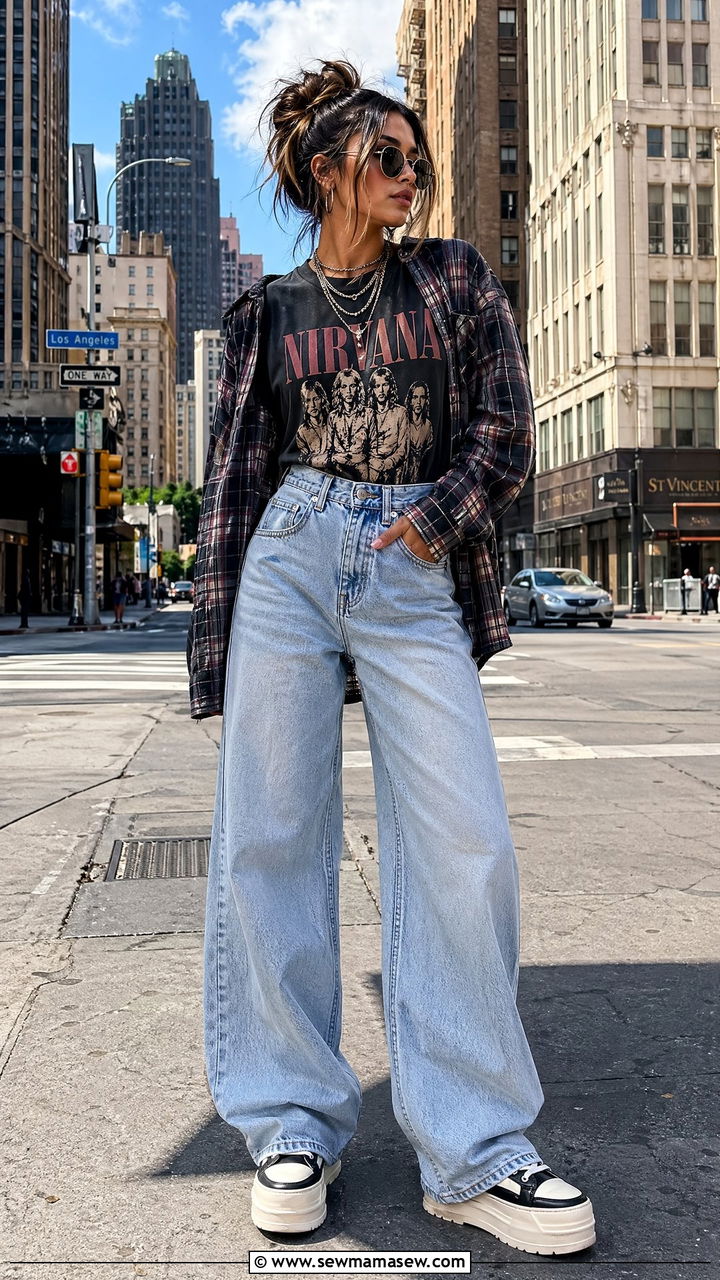 Wide Leg Jeans With Graphic Tee Outfit - 35 wide leg jeans outfit ideas for women