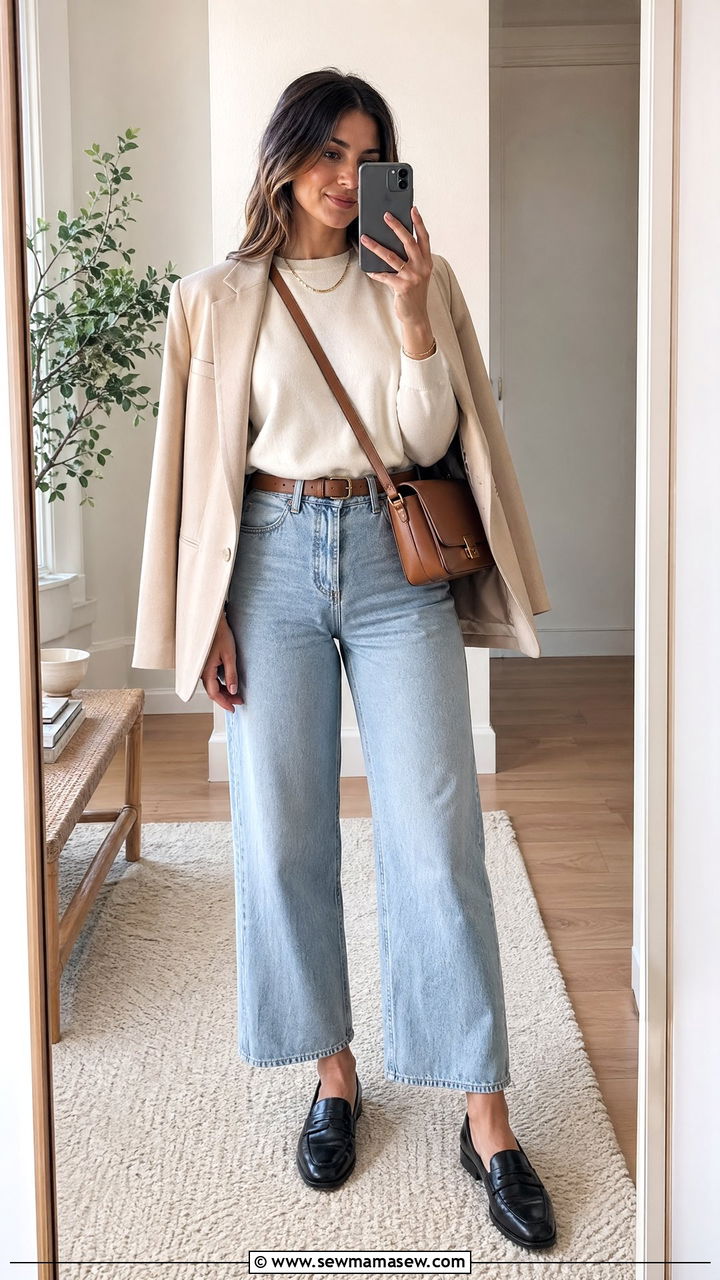 Wide Leg Jeans With Loafers - 35 wide leg jeans outfits inspo