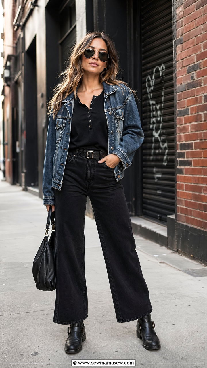 Wide Leg Jeans With Moto Boots Outfit - 35 wide leg jeans outfit ideas for women