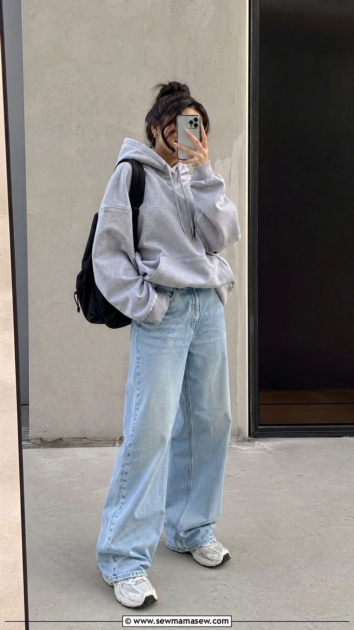 Wide Leg Jeans With Oversized Hoodie Outfit - 35 wide leg jeans outfit ideas for women