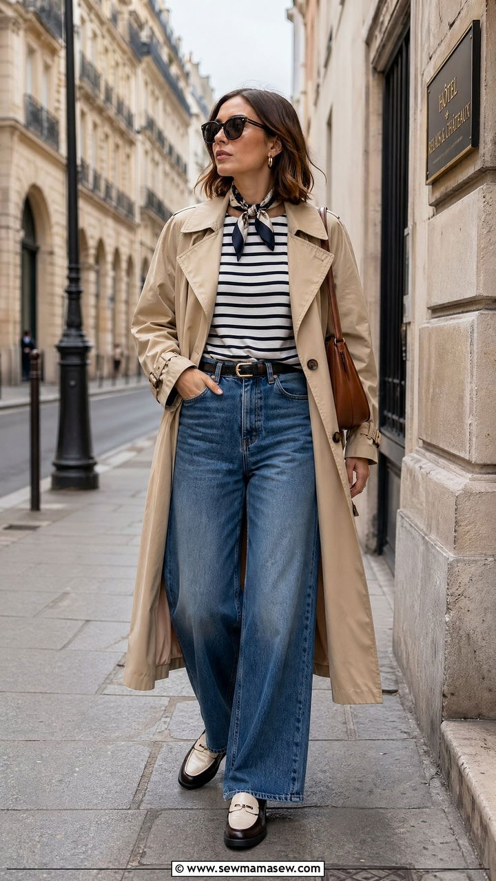 Wide Leg Jeans With Trench Coat Outfit - 35 wide leg jeans outfit ideas for women