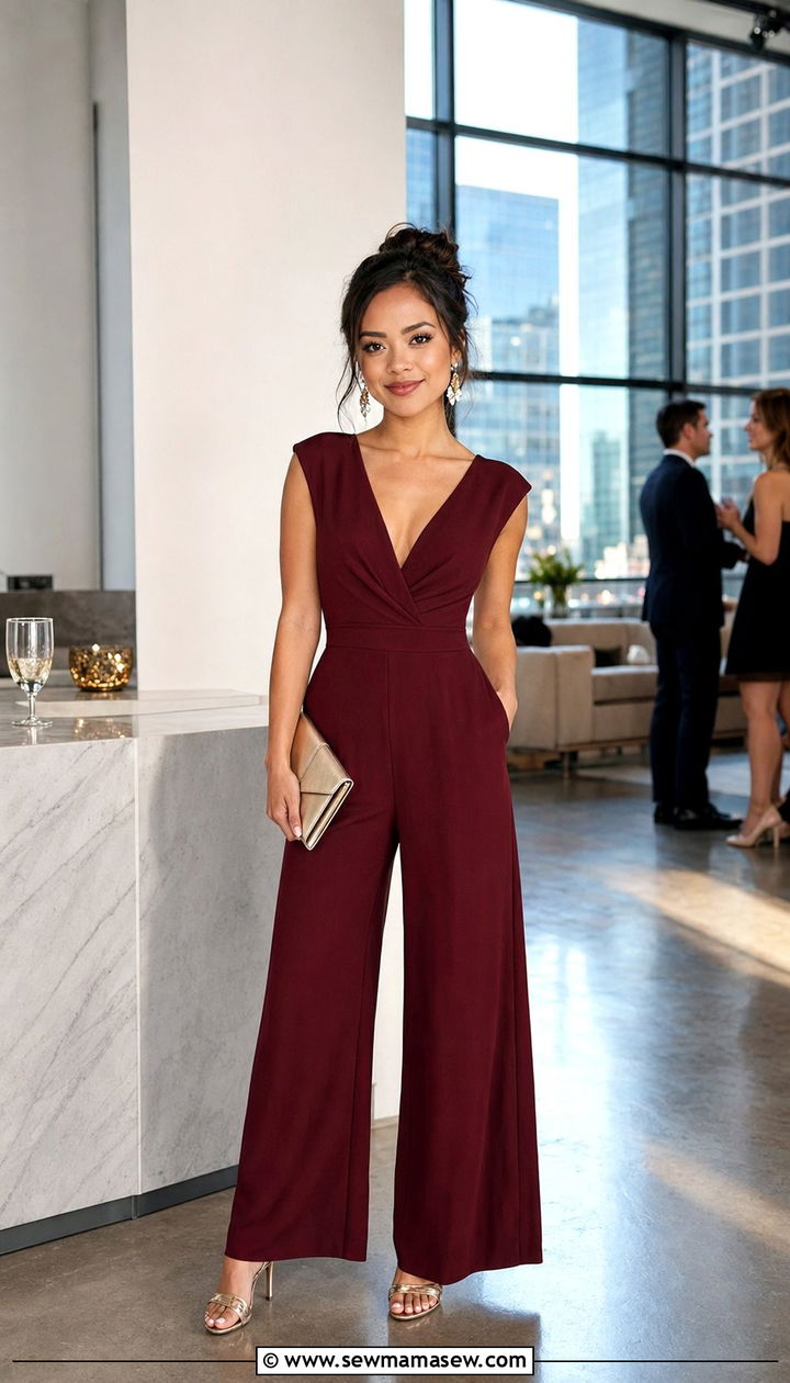 Wide Leg Jumpsuit With Strappy Heels - 35 Petite outfit ideas for wedding guest