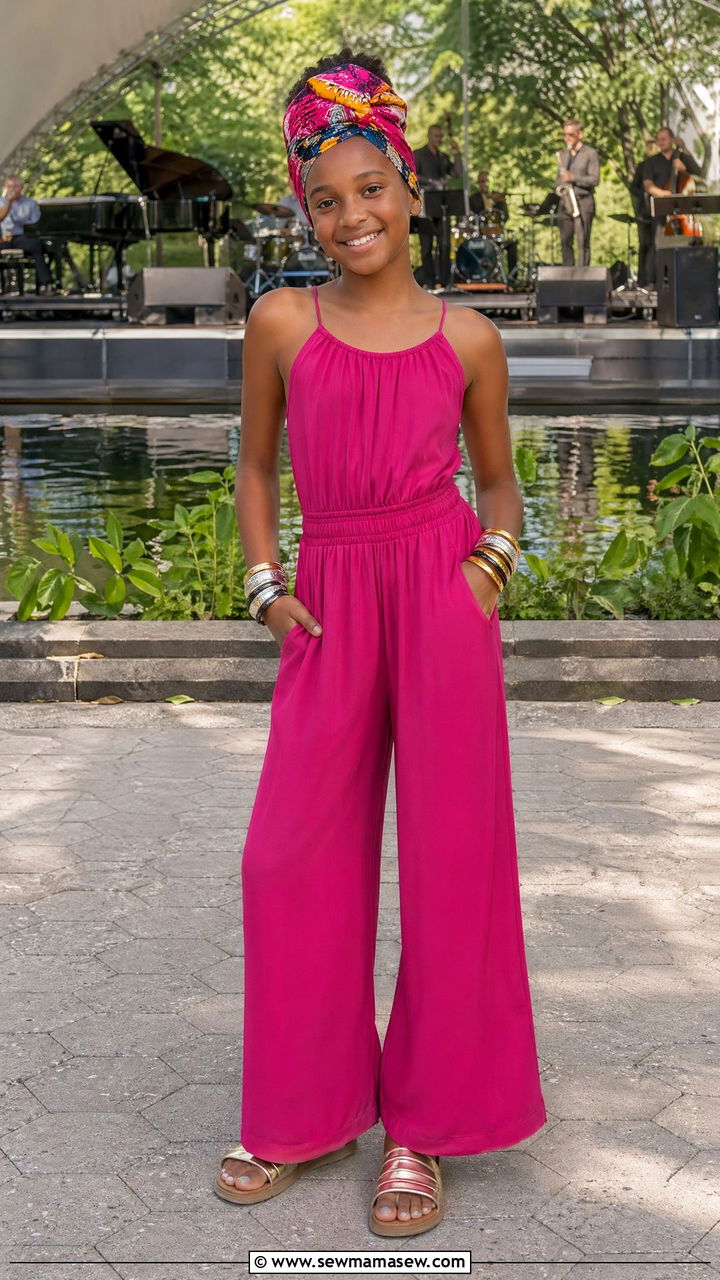 Wide Leg Jumpsuit and Headwrap - 35 Summer outfits for tweens
