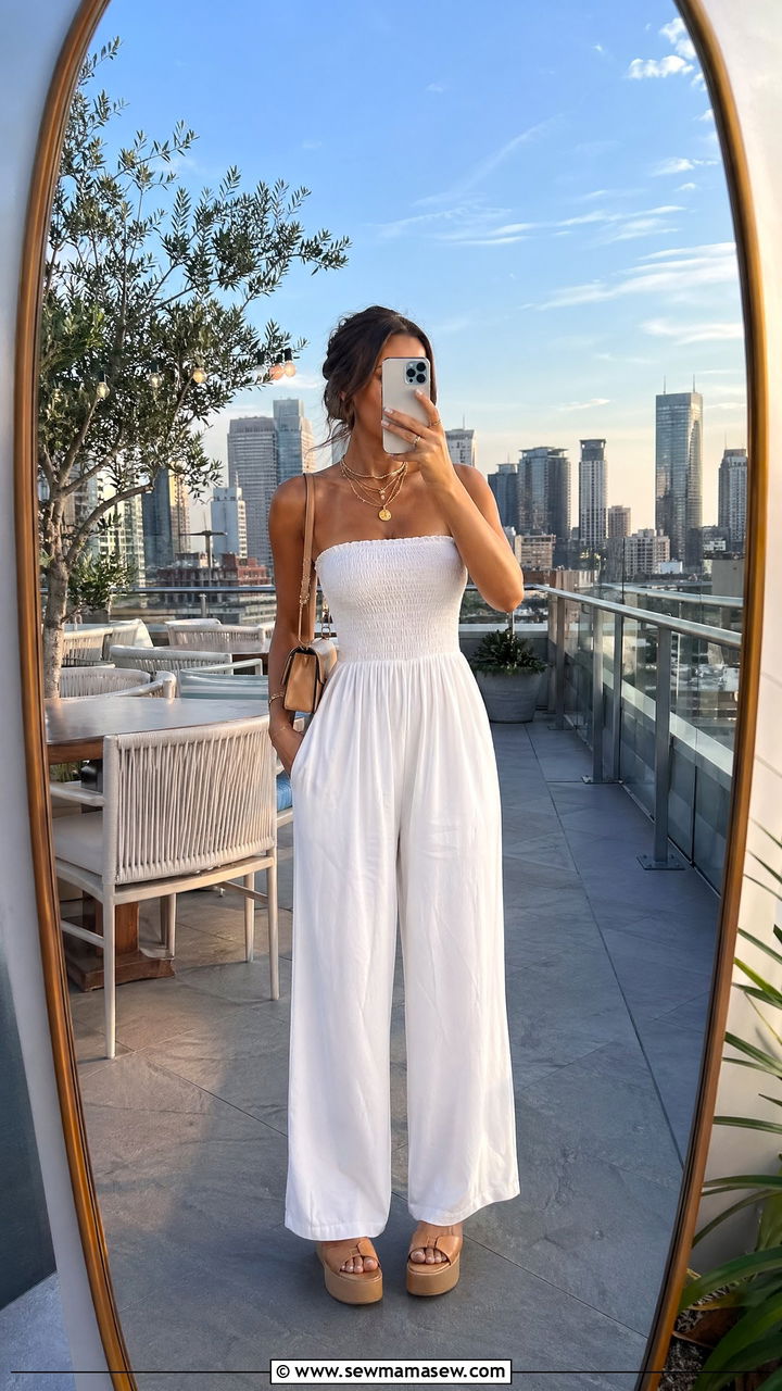 Wide Leg Jumpsuit with Platform Sandals for Summer - 35 Wide leg jumpsuit outfit ideas