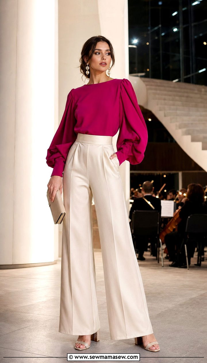 Wide Leg Pants And Statement Top For A Concert - 30 What to wear to a concert over 40