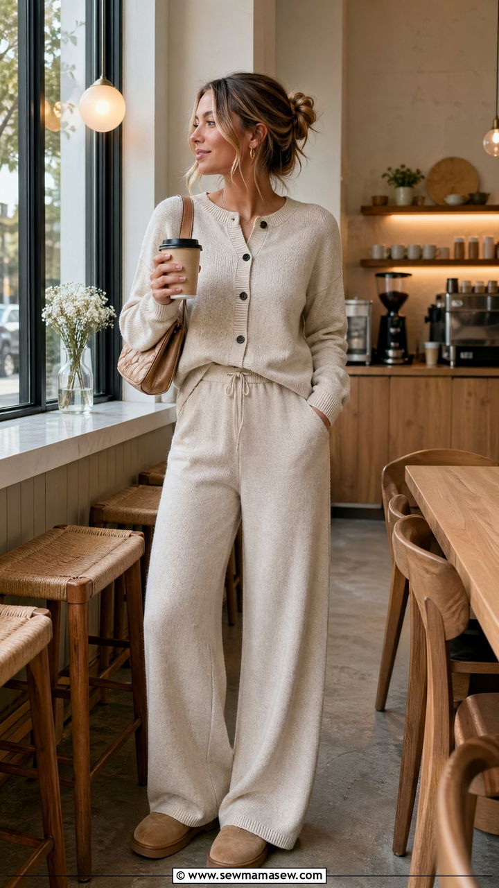 Wide Leg Pants With Cardigan Set - 35 wide leg pants outfits inspo