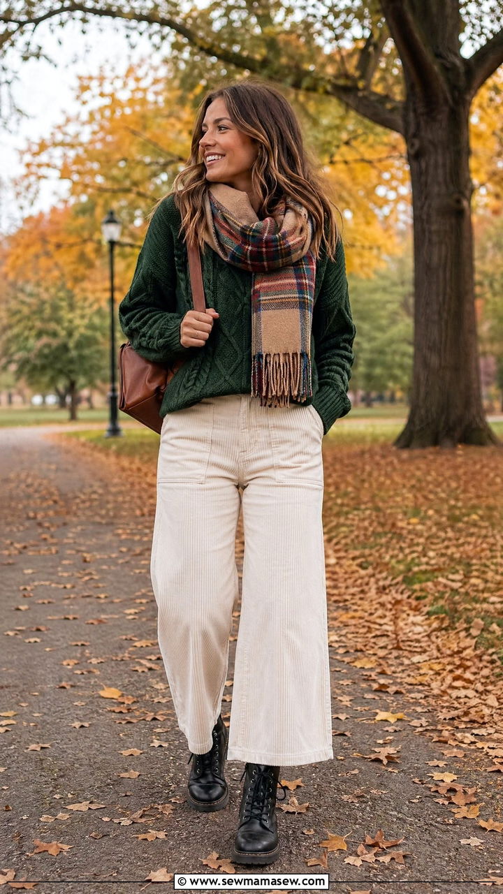 Wide Leg Pants With Chunky Sweater And Combat Boots - 35 wide leg pants outfits ideas