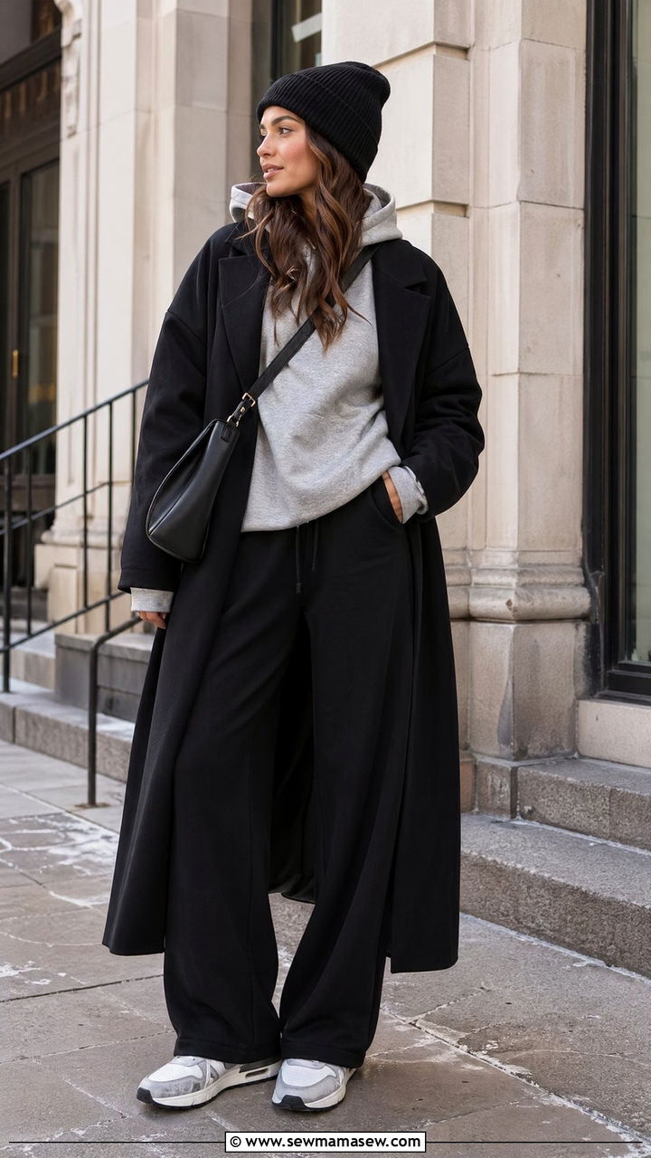 Wide Leg Pants With Hoodie And Sneakers - 35 wide leg pants outfits ideas
