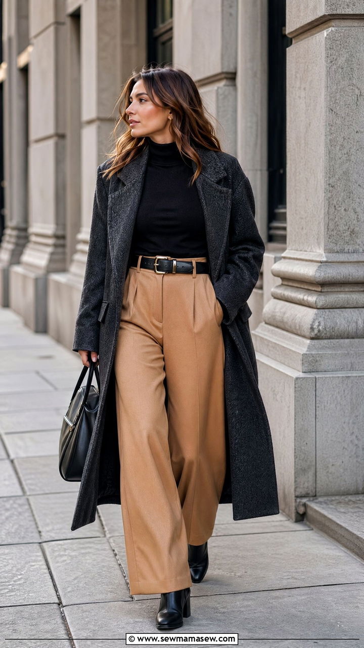 Wide Leg Pants With Turtleneck And Ankle Boots - 35 wide leg pants outfits ideas
