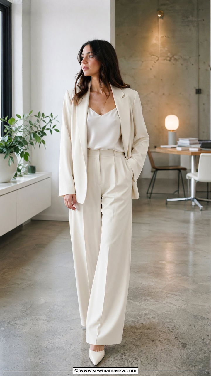 Wide Leg Trousers And Blazer Outfit - 35 spring chic outfit ideas