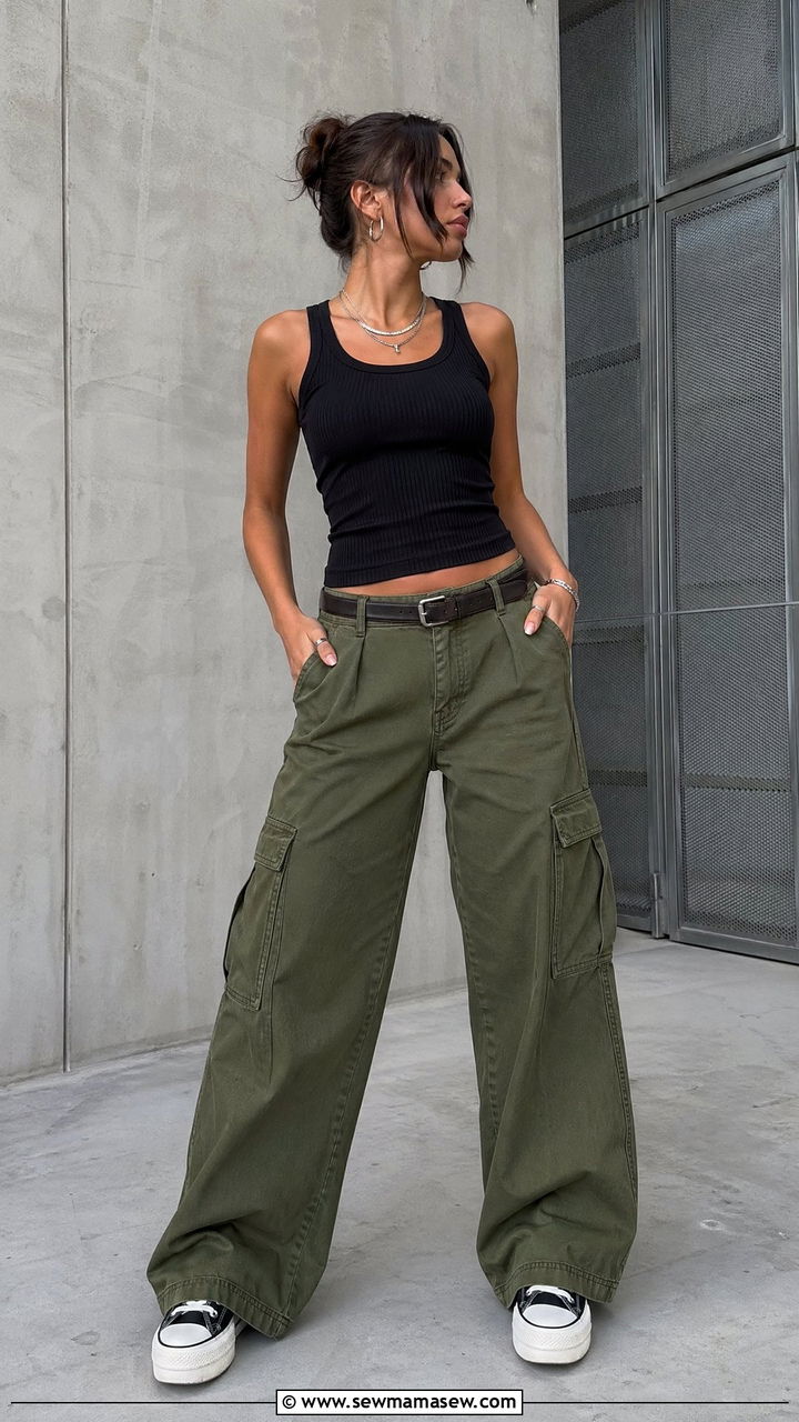 Wide leg cargo pants outfit - 35 wide leg pants outfit ideas for women