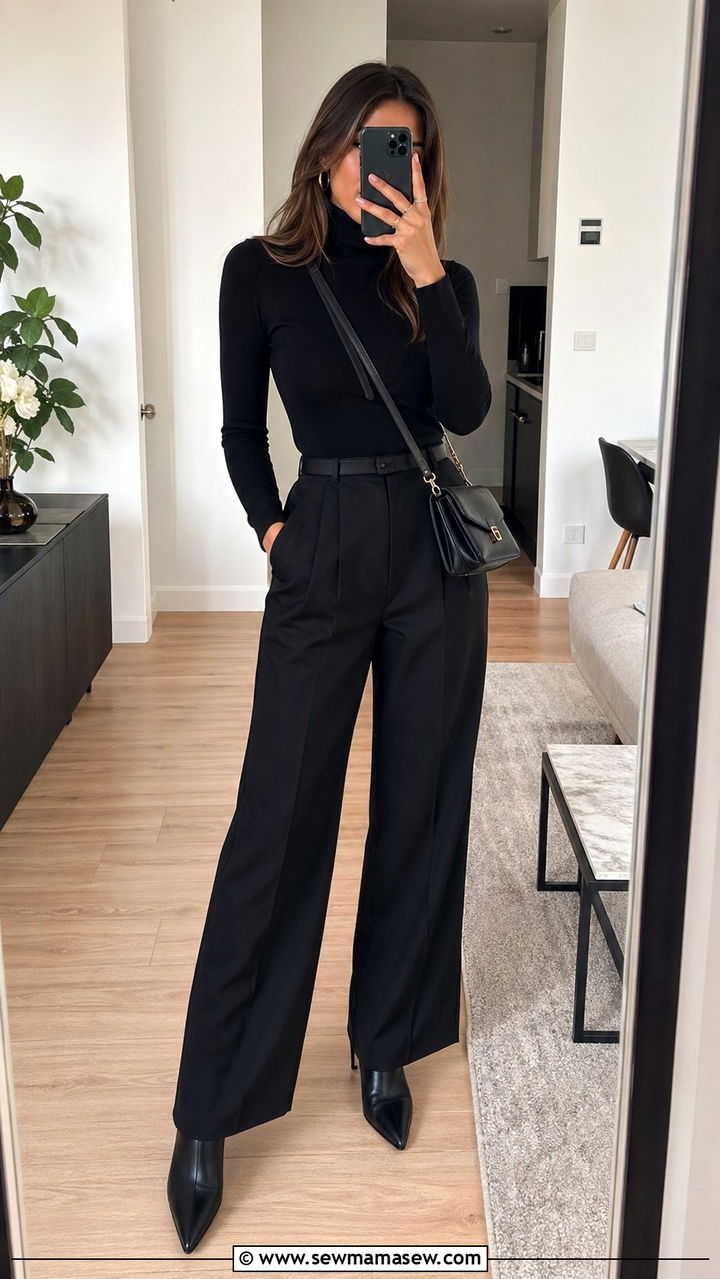 Wide leg pants matching turtleneck set outfit - 30 Wide leg pants matching set outfit ideas