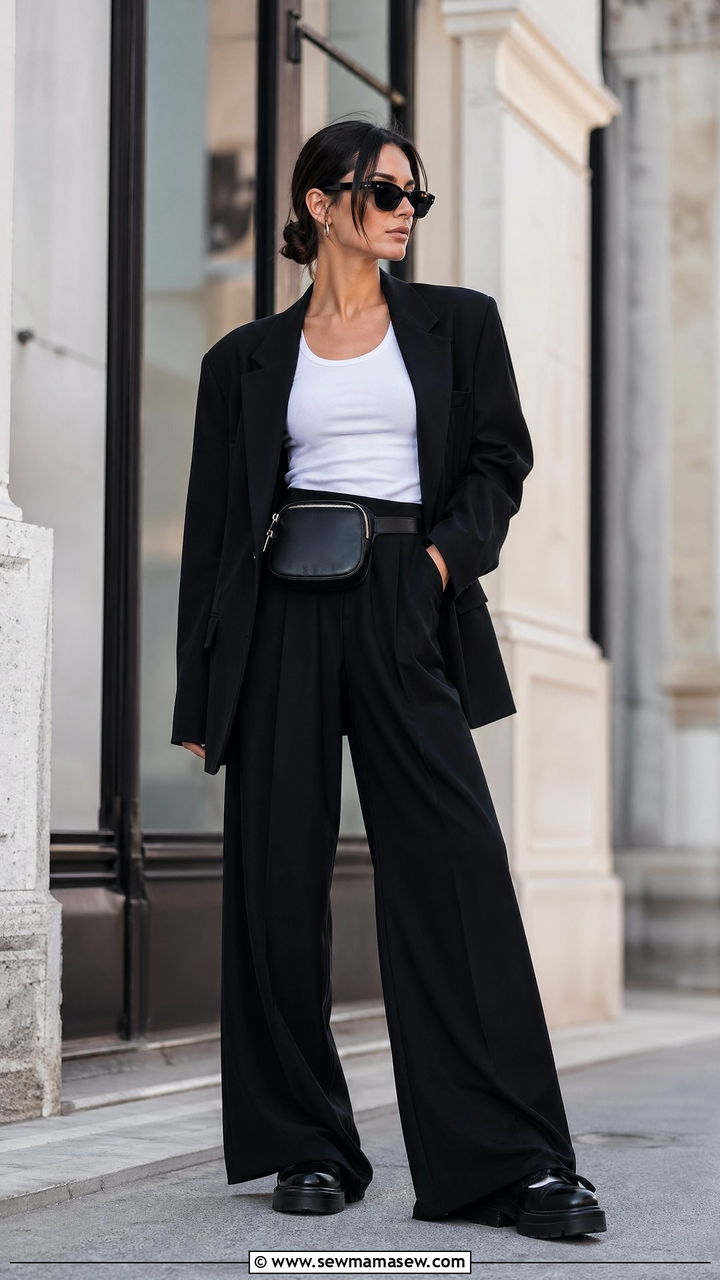 Wide leg pants with platform shoes - 35 wide leg pants outfit ideas