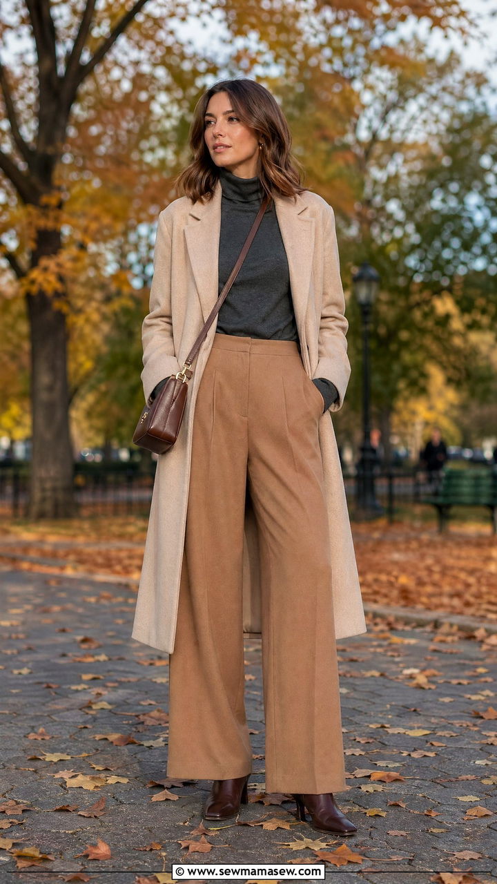Wide leg pants with turtleneck - 35 wide leg pants outfit ideas for women