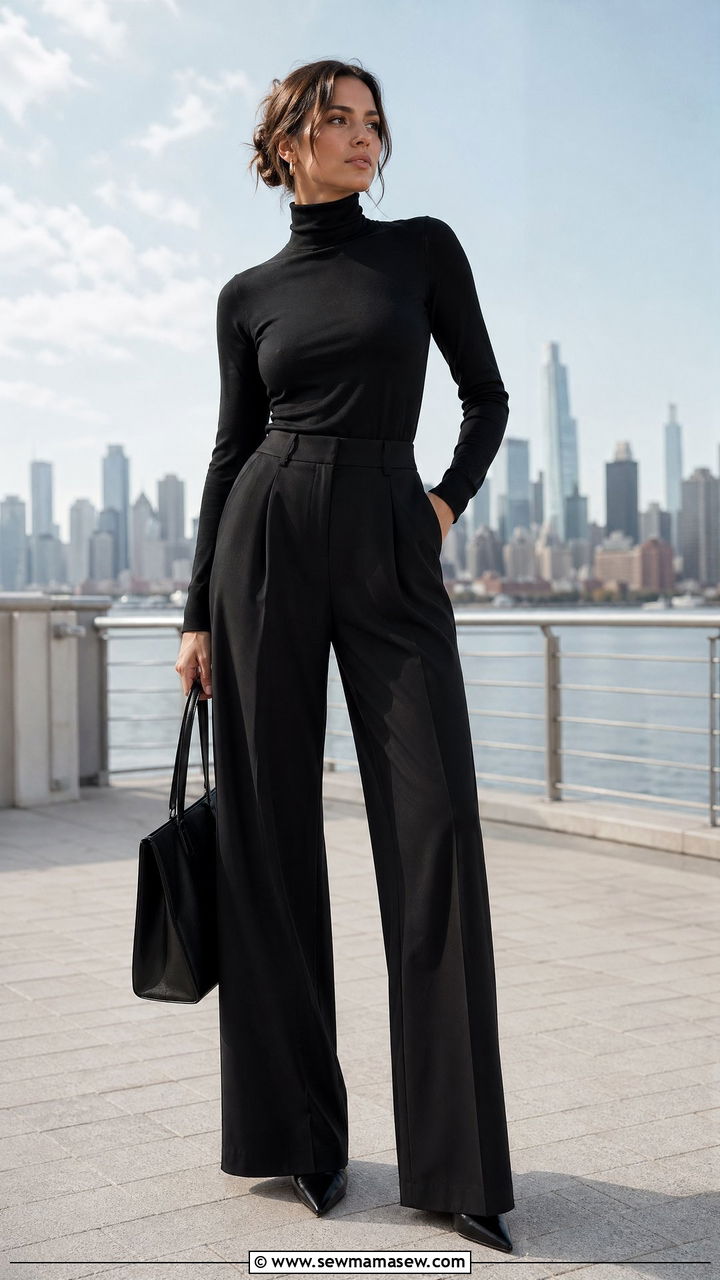 Wide leg trousers and pointed toe pumps - 35 wide leg pants outfit ideas for women