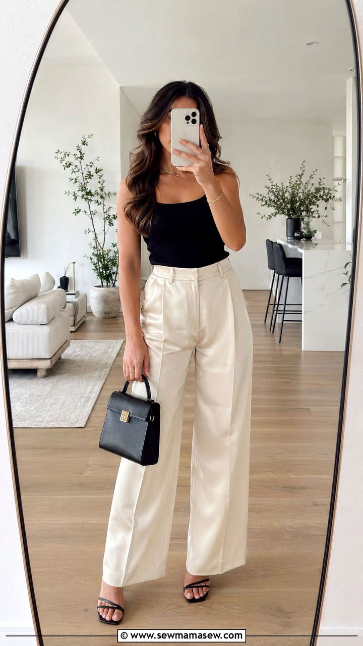 Wide leg trousers and tank top concert outfit - 30 What to wear to a spring concert
