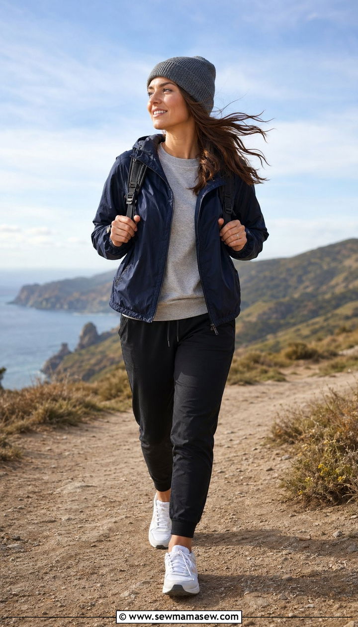 Windbreaker Jacket With Joggers - 30 windy day outfits Pinterest
