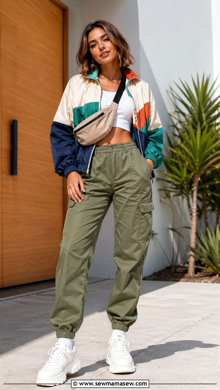 Windbreaker Jacket and Cargo Pants - 30 Skater outfit ideas