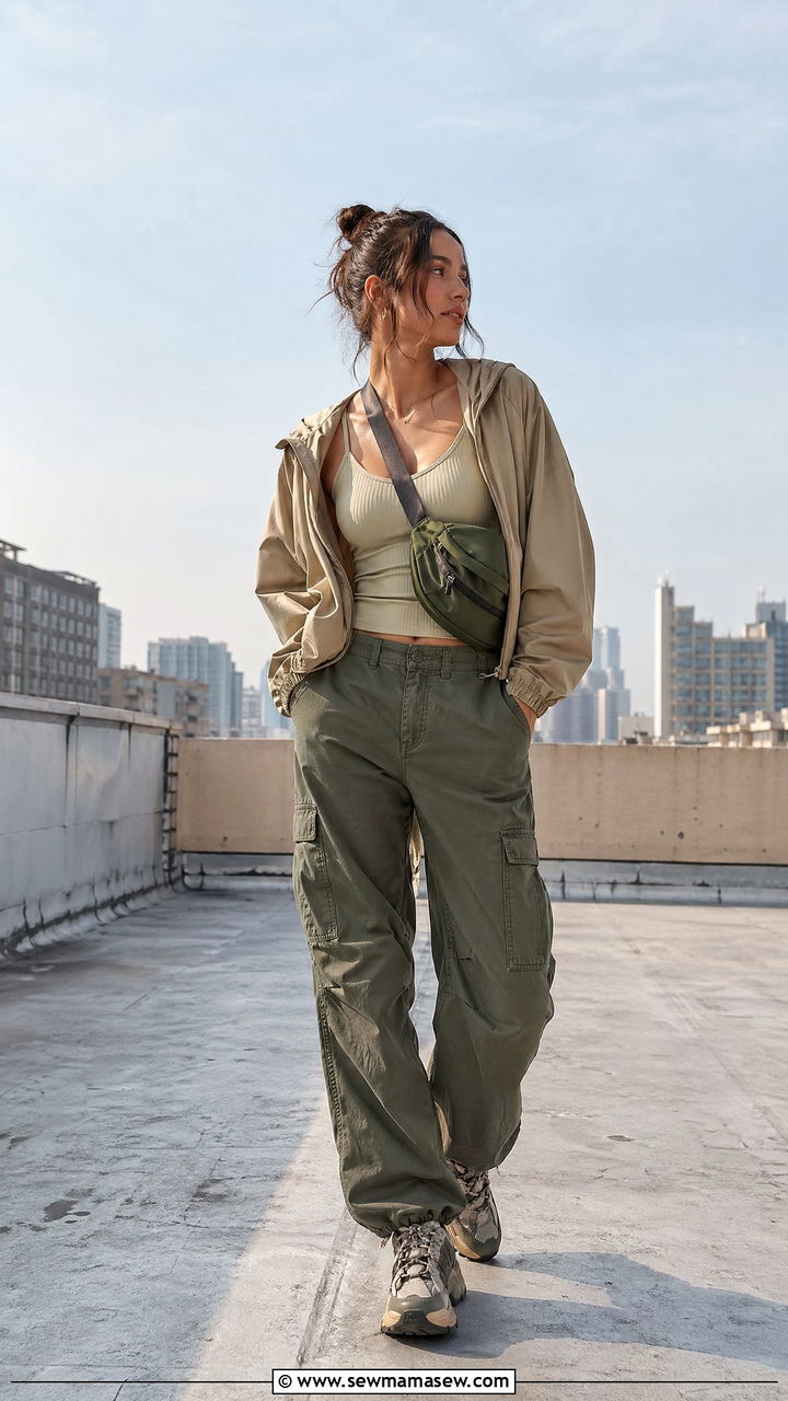 Windbreaker Outfit with Cargo Pants - 35 windbreaker outfits inspo
