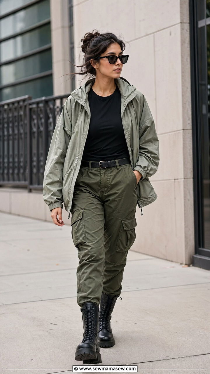 Windbreaker With Cargo Pants And Combat Boots - 35 windbreaker outfits ideas