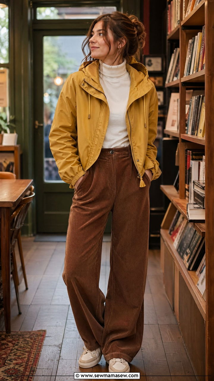 Windbreaker With Corduroy Pants And Retro Sneakers - 35 windbreaker outfits ideas