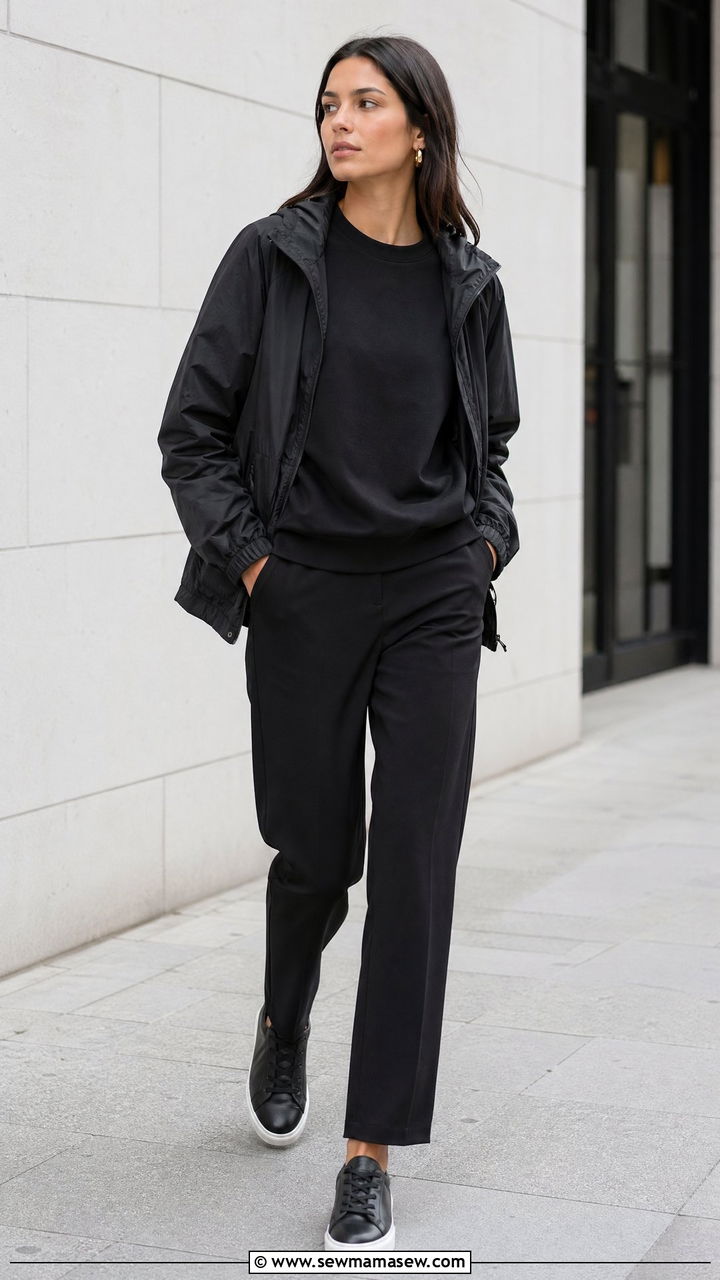 Windbreaker With Monochrome All Black Outfit - 35 windbreaker outfits ideas