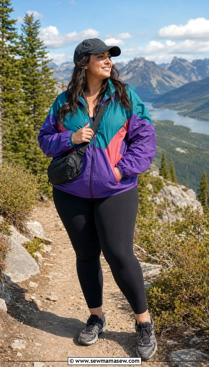 Windbreaker and Leggings Outfit - 35 Plus size workout outfits